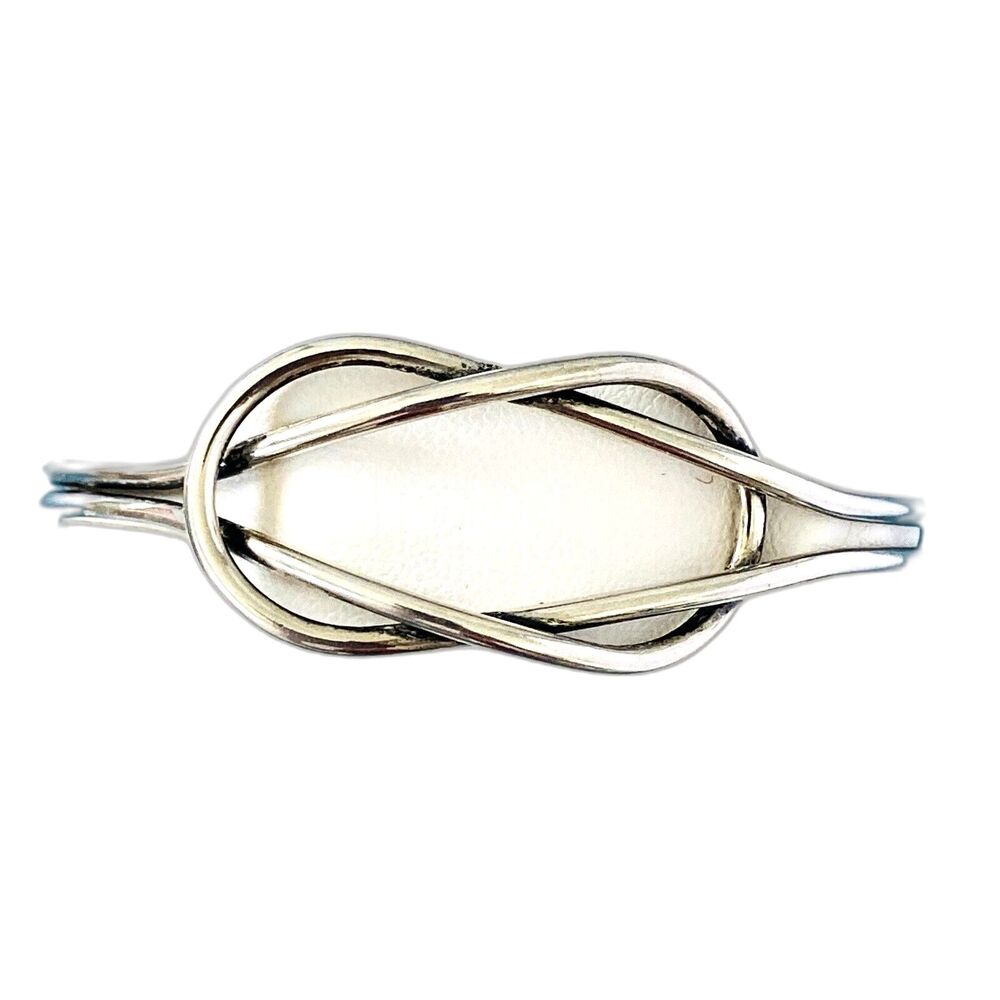 Vintage Beau Sterling Silver Interlocking Cuff Bracelet Minimalist